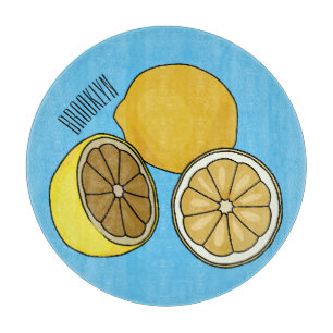 Lemon cartoon illustration cutting board