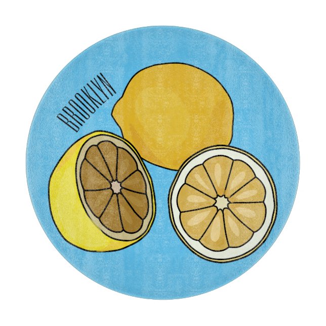Lemon cartoon illustration cutting board (Front)