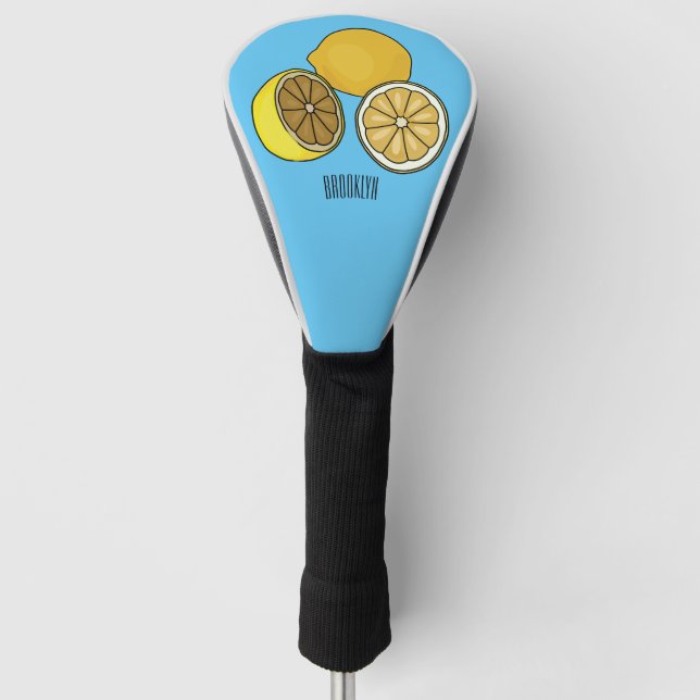 Lemon cartoon illustration golf head cover (Front)