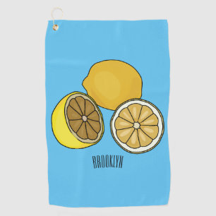 Lemon cartoon illustration golf towel