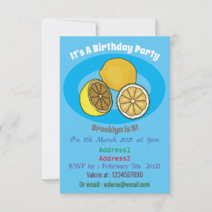 Lemon cartoon illustration invitation