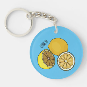 Lemon cartoon illustration key ring