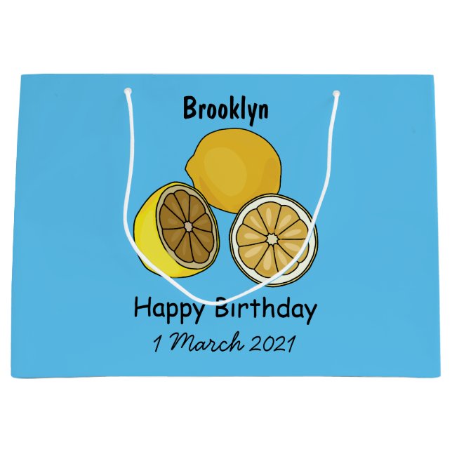 Lemon cartoon illustration large gift bag (Front)