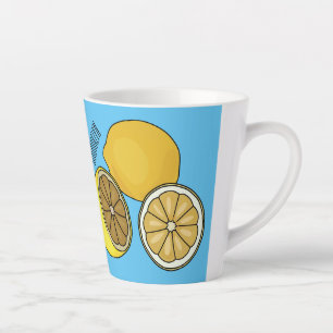Lemon cartoon illustration latte mug