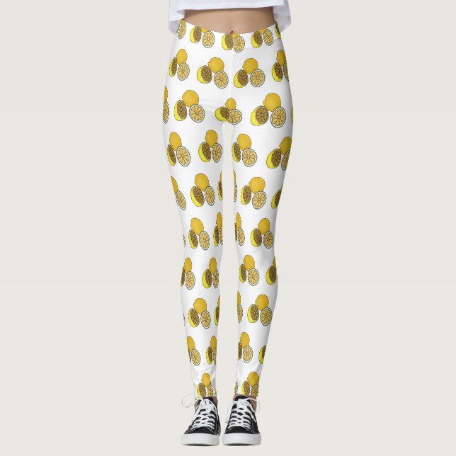 Lemon cartoon illustration leggings (Front)