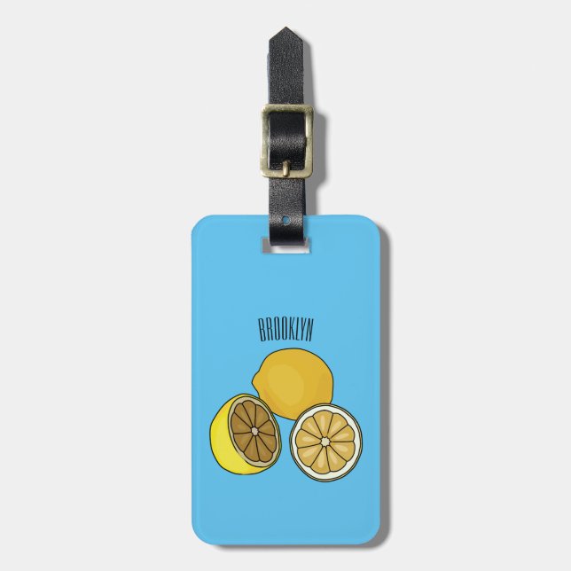 Lemon cartoon illustration luggage tag (Front Vertical)