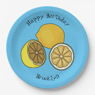 Lemon cartoon illustration paper plate