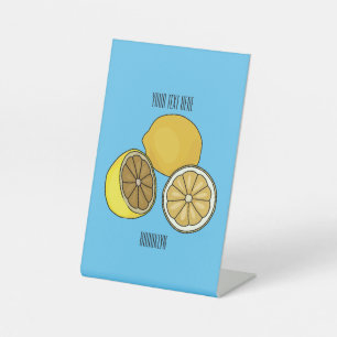 Lemon cartoon illustration pedestal sign