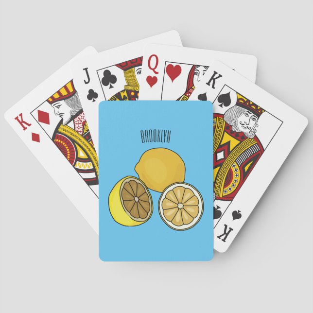 Lemon cartoon illustration playing cards (Back)
