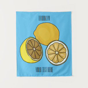 Lemon cartoon illustration tapestry