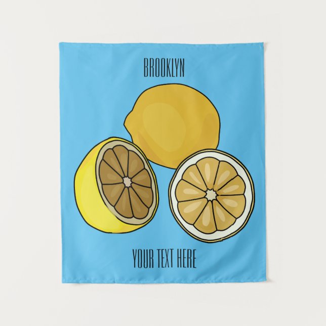 Lemon cartoon illustration tapestry (Front)
