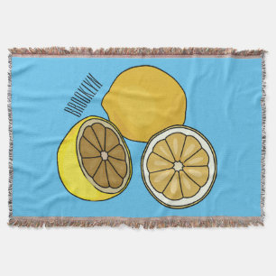 Lemon cartoon illustration throw blanket