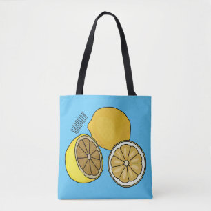 Lemon cartoon illustration tote bag