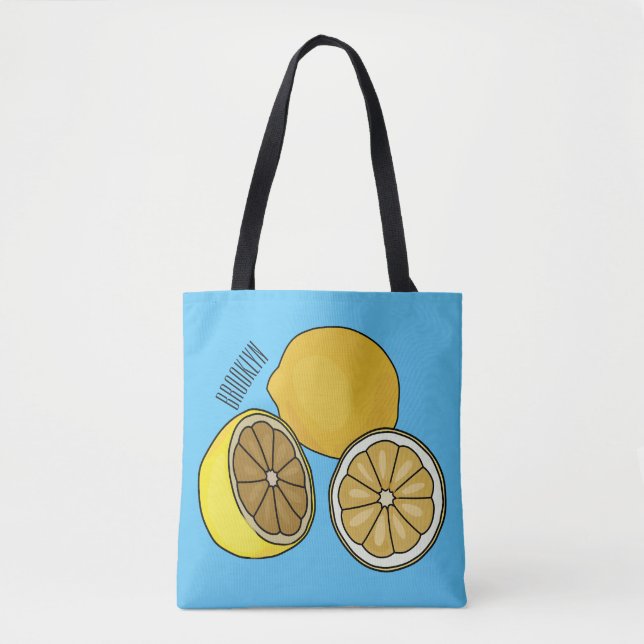 Lemon cartoon illustration tote bag (Front)