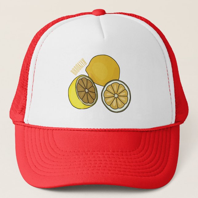 Lemon cartoon illustration trucker hat (Front)
