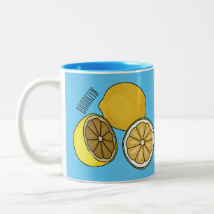 Lemon cartoon illustration Two-Tone coffee mug