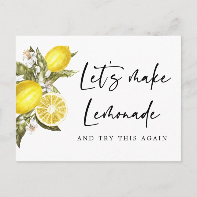 Lemon Change the Date Postponed Wedding Postcard (Front)