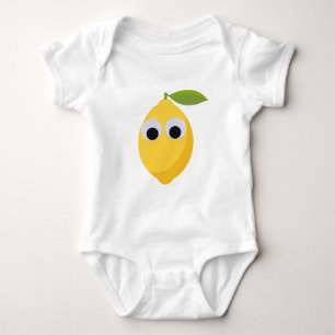 Lemon Character, sweet fruit with googly eyes Baby Bodysuit