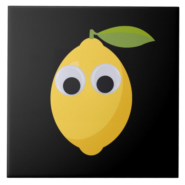 Lemon Character, sweet fruit with googly eyes   Ceramic Tile (Front)