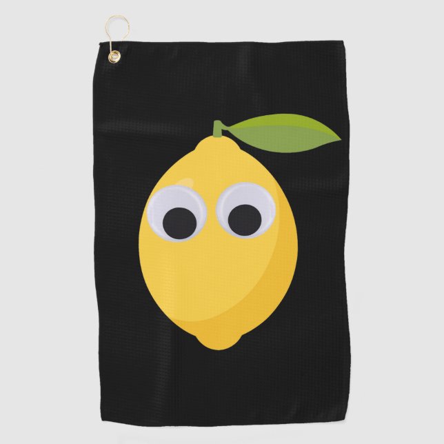 Lemon Character, sweet fruit with googly eyes   Golf Towel (Front)