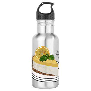 Lemon cheesecake cartoon illustration 532 ml water bottle