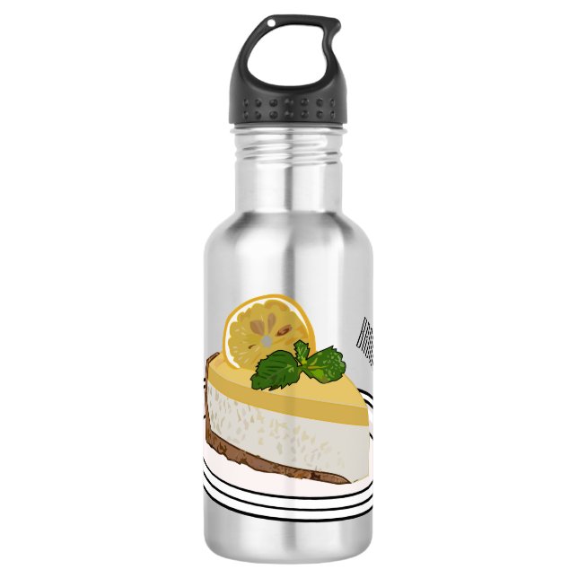 Lemon cheesecake cartoon illustration  532 ml water bottle (Front)