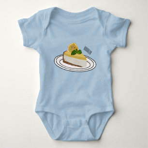 Lemon cheesecake cartoon illustration  baby bodysuit