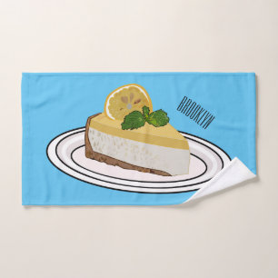 Lemon cheesecake cartoon illustration bath towel set