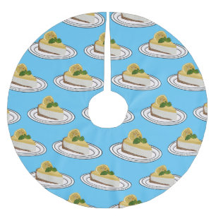 Lemon cheesecake cartoon illustration  brushed polyester tree skirt