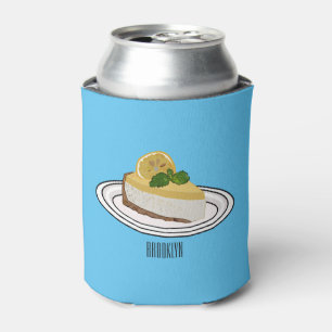 Lemon cheesecake cartoon illustration can cooler