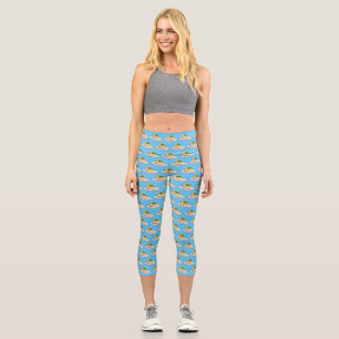 Lemon cheesecake cartoon illustration  capri leggings