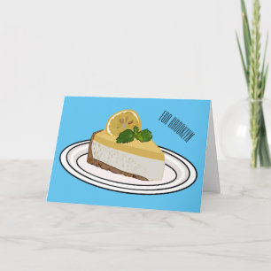 Lemon cheesecake cartoon illustration  card