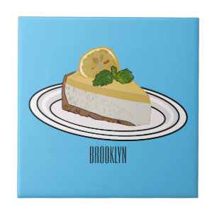 Lemon cheesecake cartoon illustration ceramic tile