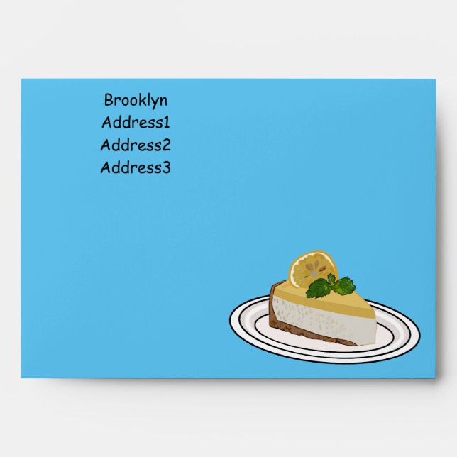 Lemon cheesecake cartoon illustration envelope (Front)