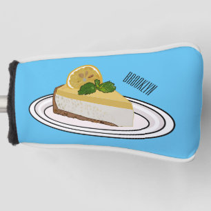 Lemon cheesecake cartoon illustration golf head cover
