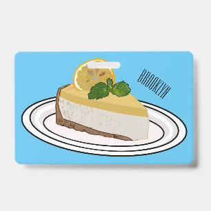 Lemon cheesecake cartoon illustration ID badge