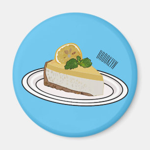 Lemon cheesecake cartoon illustration magnet
