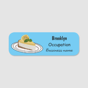 Lemon cheesecake cartoon illustration name tag