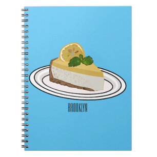 Lemon cheesecake cartoon illustration notebook