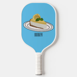 Lemon cheesecake cartoon illustration pickleball paddle