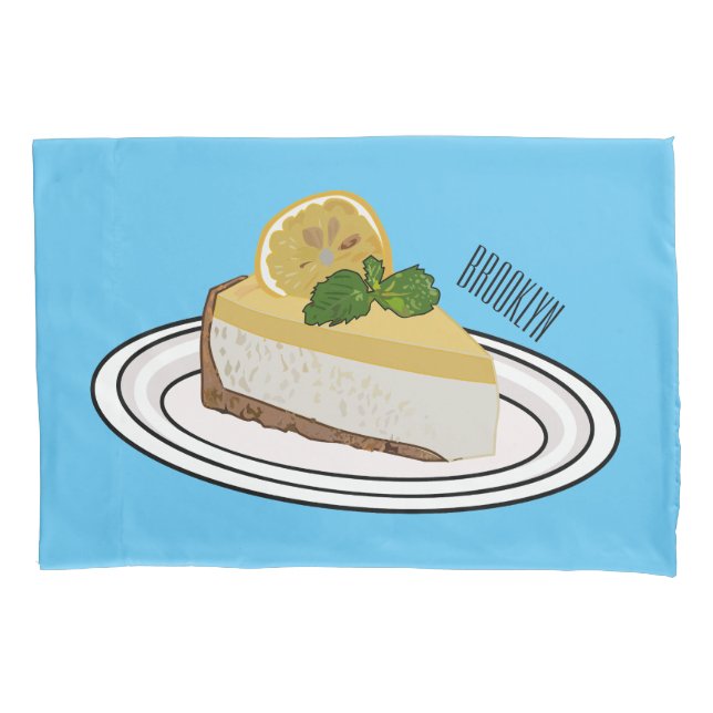 Lemon cheesecake cartoon illustration  pillowcase (Front)