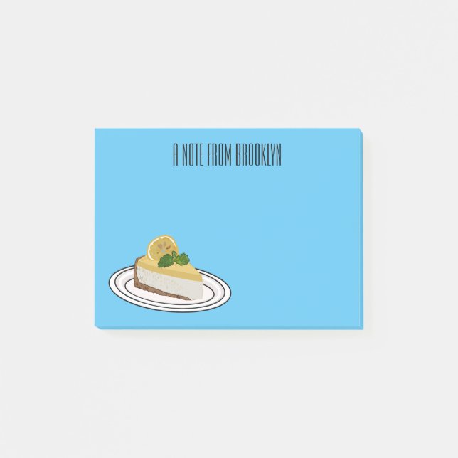 Lemon cheesecake cartoon illustration  post-it notes (Front)