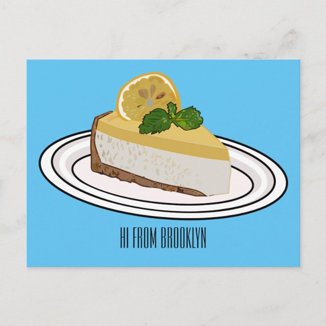 Lemon cheesecake cartoon illustration postcard (Front)