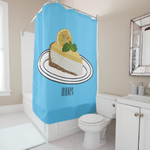 Lemon cheesecake cartoon illustration shower curtain