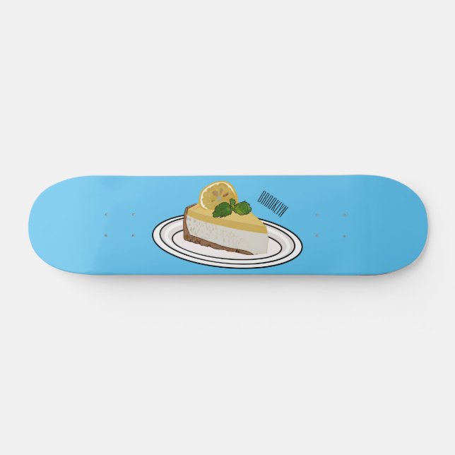 Lemon cheesecake cartoon illustration  skateboard (Horz)