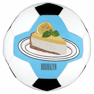 Lemon cheesecake cartoon illustration soccer ball