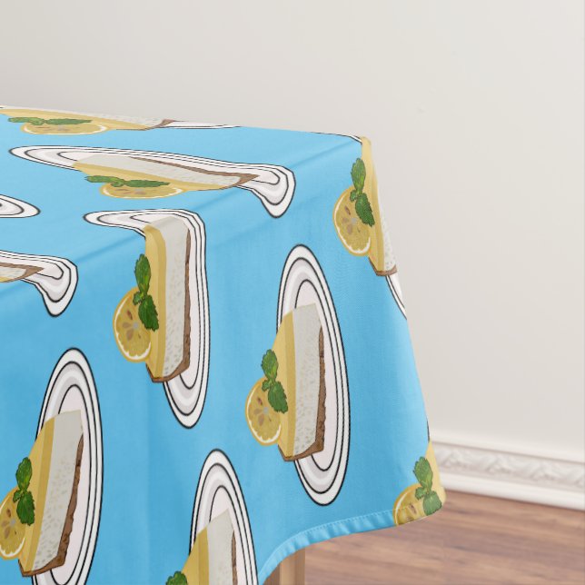 Lemon cheesecake cartoon illustration  tablecloth (In Situ)