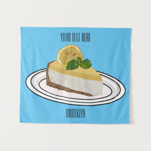 Lemon cheesecake cartoon illustration  tapestry