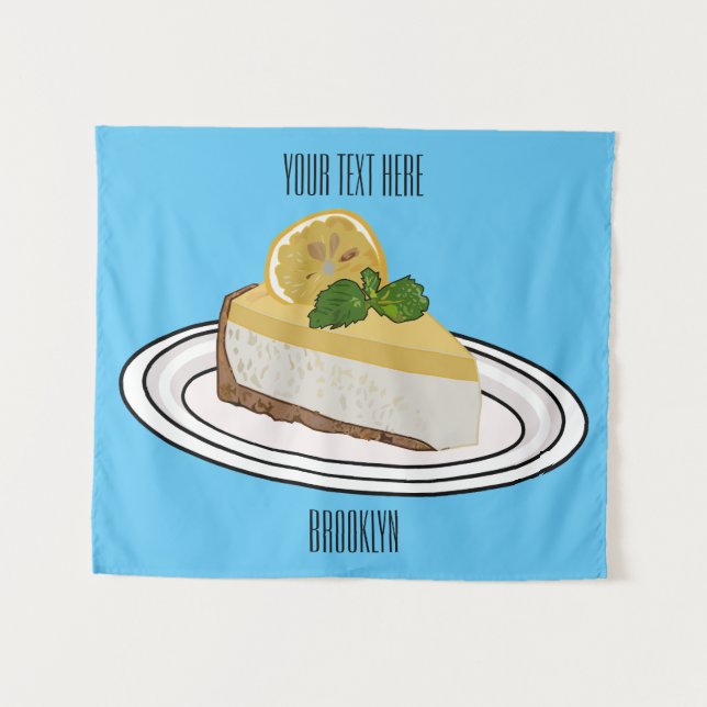Lemon cheesecake cartoon illustration  tapestry (Front (Horizontal))