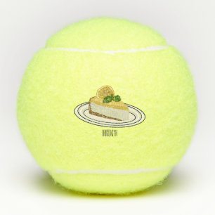 Lemon cheesecake cartoon illustration tennis balls